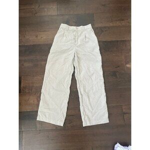 Beige Wide Leg Corduroy Pants Small